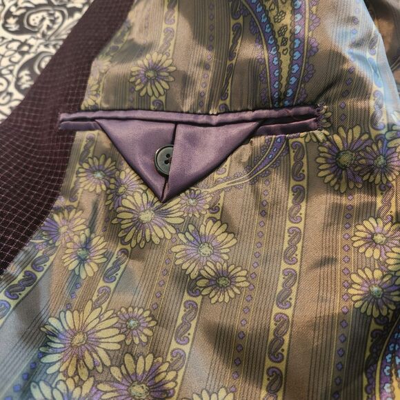 Tallia Mens Blazer Jacket Maroon Size Large Regular Double Vent Single Breasted - Picture 6 of 14